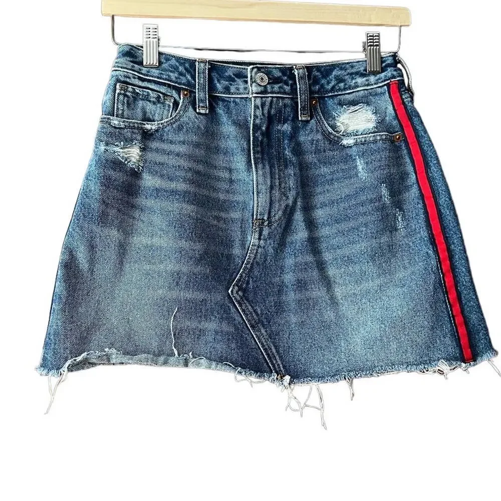 Abercrombie & Fitch Women's Vintage A-Line Zoe Natural Rise Skirt Blue Size 26/2